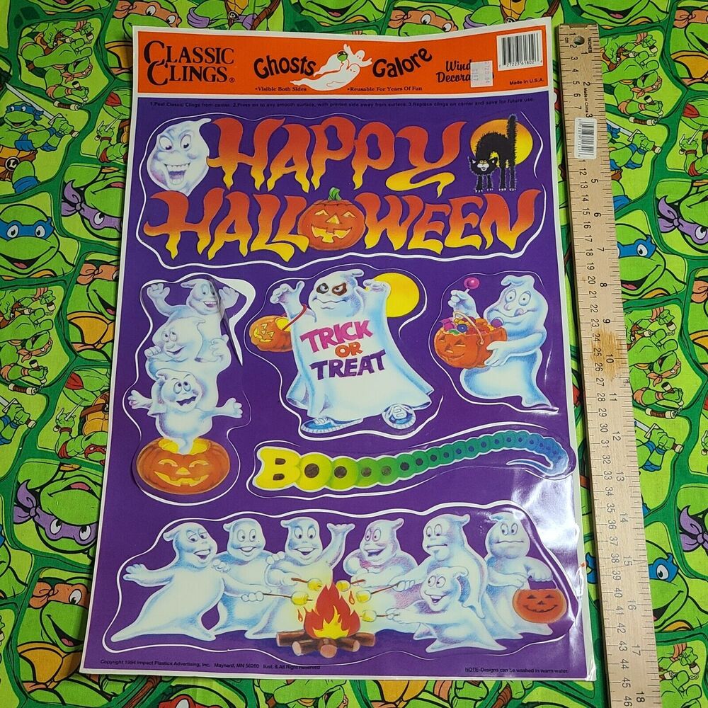 VINTAGE Window Clings Halloween Ghost Decorations Static One Is In Bad
